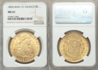 Charles IV gold 8 Escudos 1805/4 Mo-TH MS61 NGC, Mexico City mint, KM159. Overdate variety unlisted in the Standard Catalog of World Coins.

HID0980...