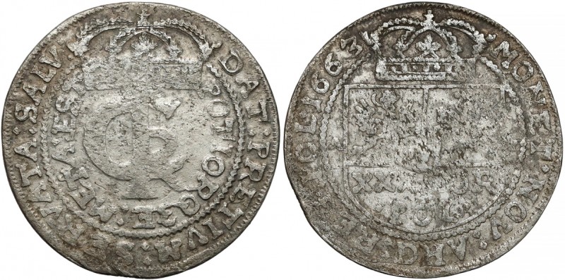 Jan II Kazimierz, Tymf Kraków 1663 AT - błąd GOR zamiast GRO
 Ceniona odmiana t...