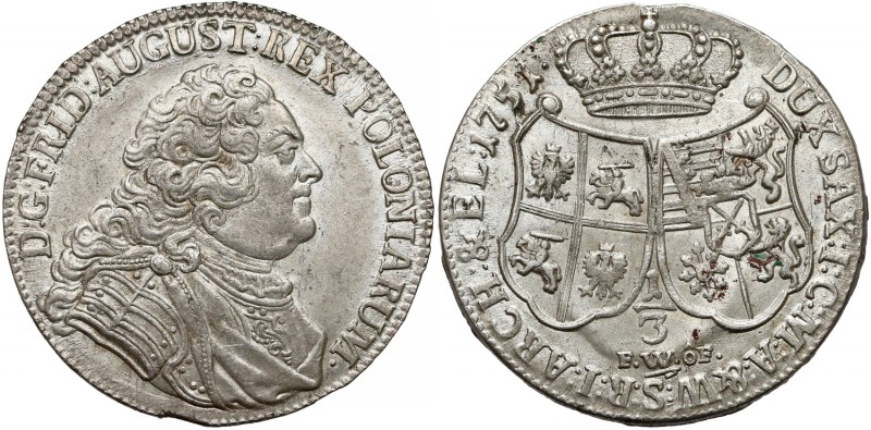 August III Sas, 1/3 talara 1751 FWóF, Drezno
 Piękny półgulden.&nbsp; 

Refer...