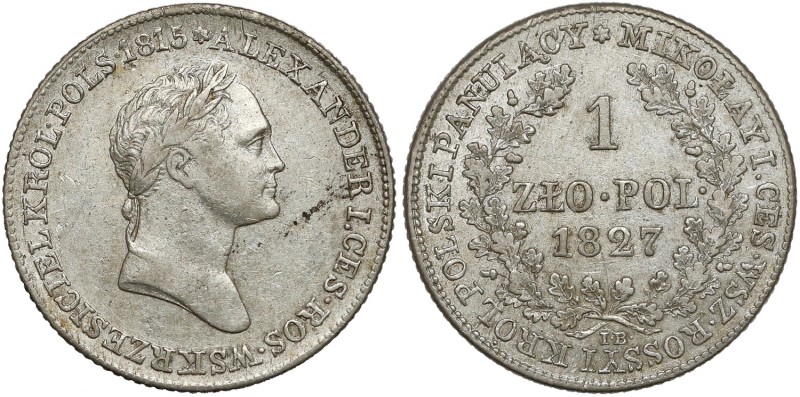 1 złoty polski 1827 IB
 Pierwszy rocznik jednozłotówek z czasów cara Mikołaja I...