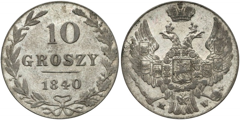 10 groszy 1840 MW, Warszawa
 Odmiana z jagódkami w układzie 1-2-1-2 i czterema ...