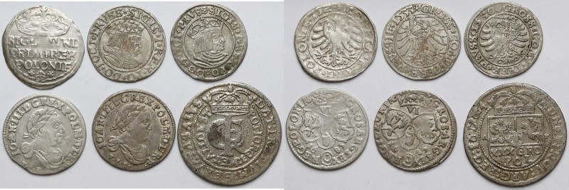 Polska Królewska, Grosze, szóstaki i tymf 1529-1683 (6szt)
 Ładne monety.&nbsp;...