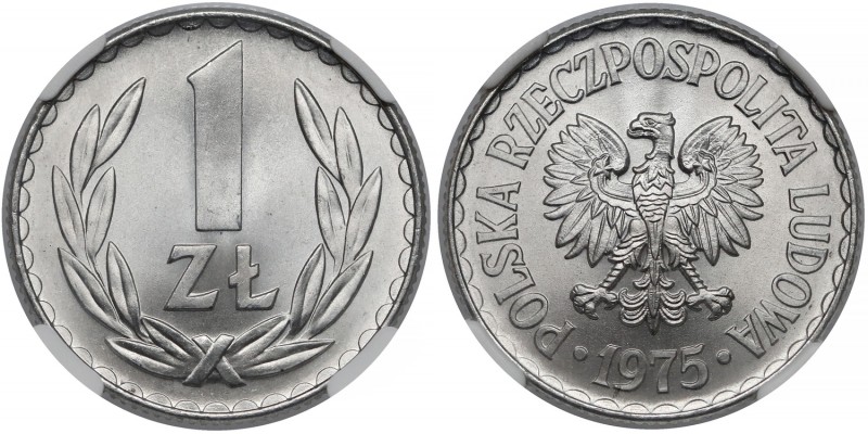 1 złoty 1975 - bez znaku
 Odmiana bez znaku mennicy pod łapą orła. 

Referenc...