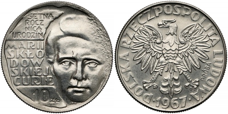 Próba NIKIEL 10 złotych 1967 Skłodowska
 
Reference: Parchimowicz P.262.a
Gra...