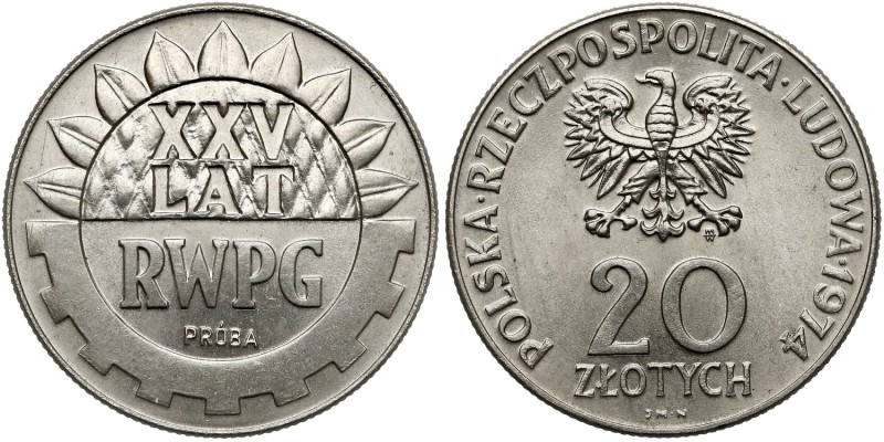 Próba NIKIEL 20 złotych 1974 XXV lat RWPG - deseń
 
Reference: Parchimowicz P....