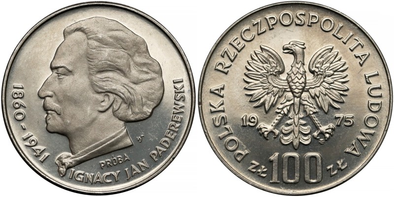 Próba NIKIEL 100 złotych 1975 Paderewski
 
Reference: Parchimowicz P.361.a
Gr...