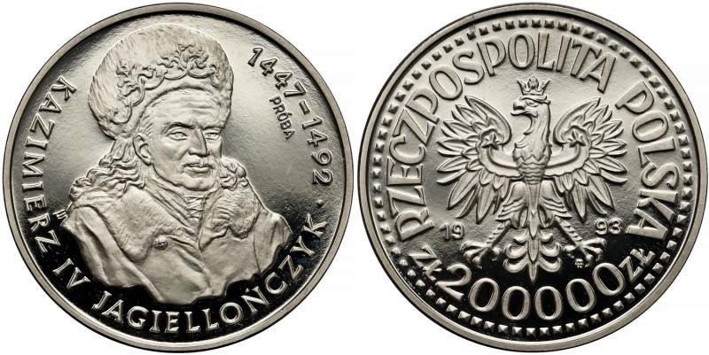 Próba NIKIEL 200.000 złotych 1993 Kazimierz IV Jagiellończyk - popiersie
 
Ref...