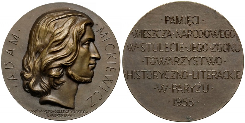 Medal 100-lecie śmierci Adama Mickiewicza 1955
 Piękny medal wykonany według pr...