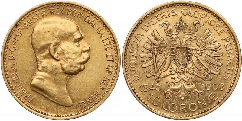 Austria, Franz Joseph I, 10 corona 1908 - 60th anniversary of the reign
Austria...