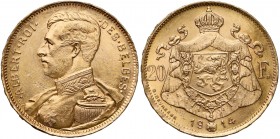 Belgium, Albert I, 20 francs 1914 - french text