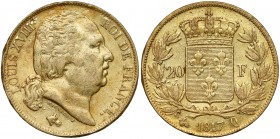 France, Louis XVIII, 20 francs 1817, Perpignan