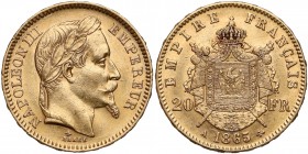 France, Napoleon III, 20 francs 1865 A, Paris