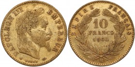 France, Napoleon III, 10 francs 1864 BB