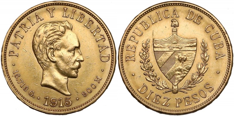 Cuba, 10 peso 1915
Kuba, 10 peso 1915
 Lekko wybłyszczony na reliefie. Złoto ....