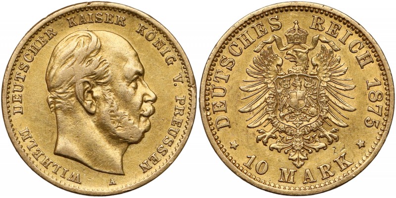 Germany, Preussen, 10 mark 1875
Niemcy, Prusy, 10 mark 1875 -A
 Złoto (Au.900)...