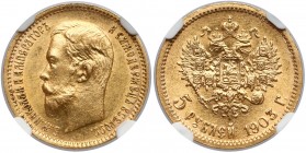Russia, Nikolai II, 5 rubles 1903 AP