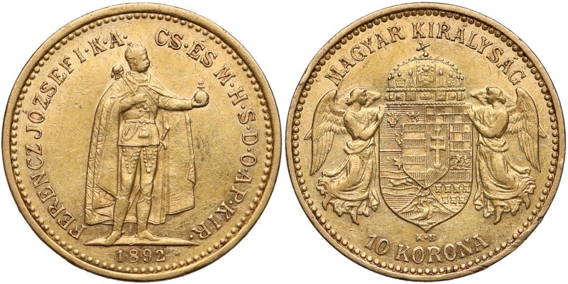 Hungary, Franc Joseph I, 10 korona 1892 KB, Kremnitz
Węgry, Franciszek Józef I,...