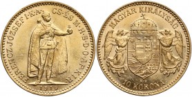 Hungary, Franc Joseph I, 10 korona 1910 KB, Kremnitz
