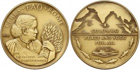 Italy, GOLD medaille Sirimavo Bandaranaike FAO Ceres - Rome