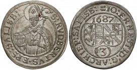 Austria, Salzburg, Jan Ernst von Thun, 3 krajcary 1687