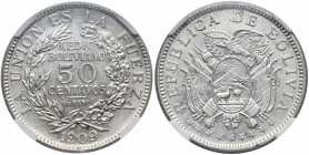 Bolivia, 50 centavos 1909 H