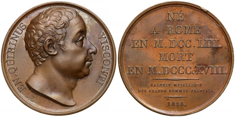 Francja, Medal Ennio Quirino Visconti 1818 r.
 Sygnowany: Donadio. Brąz, średni...