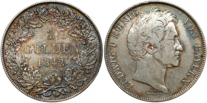 Germany, Bayern, 1 gulden 1842
Niemcy, Bawaria, 1 gulden 1842
 Srebro, średnic...