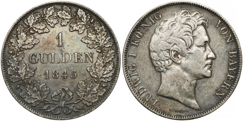 Germany, Bayern, 1 gulden 1845
Niemcy, Bawaria, 1 gulden 1845
 Srebro, średnic...