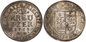 Germany, Hessen, Ludwig VIII, 12 kreuzer 1759