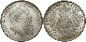 Niemcy, Bawaria, 2 marki 1911-D - 90. urodziny