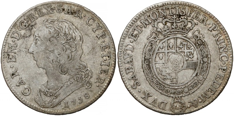 Italy, Duchy of Savoy, Carlo Emanuele III, 1/2 scudo 1758
Włochy, Księstwo Saba...