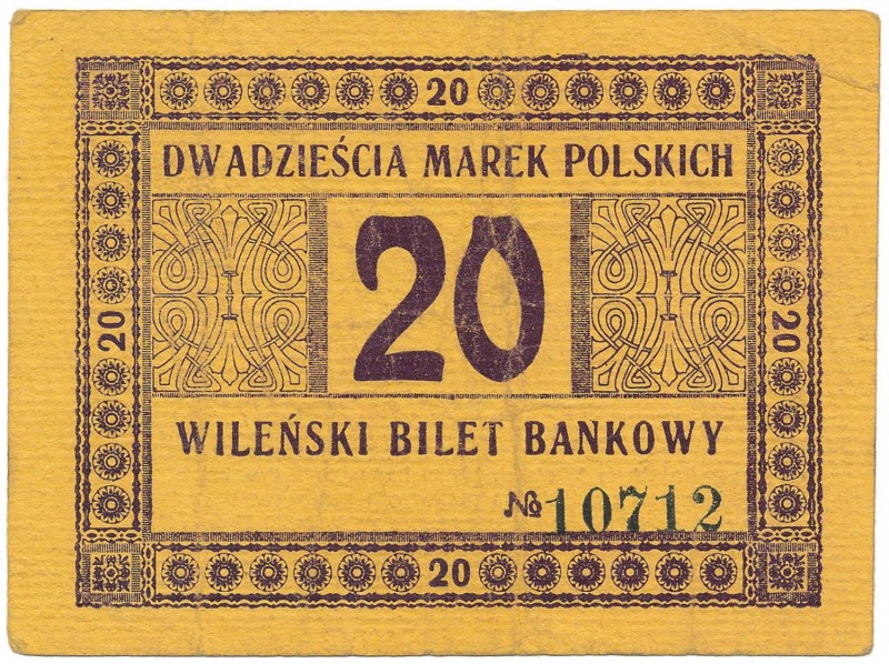 Wilno, Wileński Bank Handlowy, 20 marek1920
 
Reference: Podczaski R-481.4
Gr...