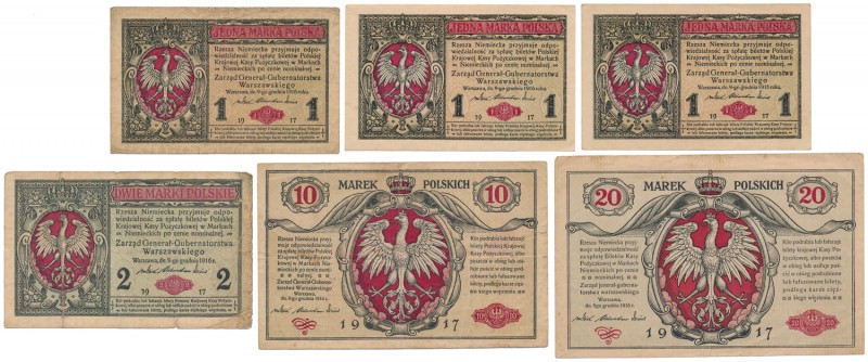 Jenerał / Generał 1-20 mkp 1916 (6szt)
 1 mkp ...311 st.2+ (delikatnie ugięta),...