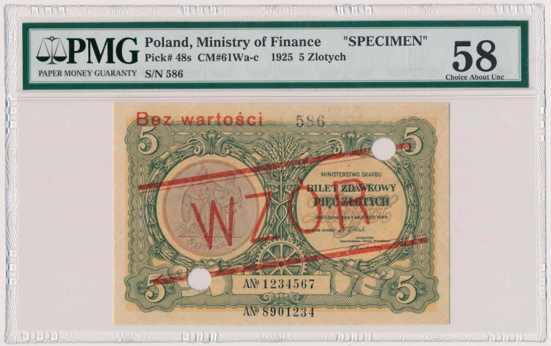 5 złotych 1925 Konstytucja - WZÓR - Nr 586
 Piękna prezencja. Bardzo świeża. Og...