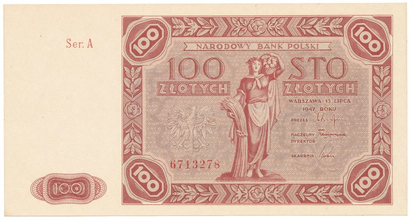 100 złotych 1947 - Ser.A - duża litera
 Żadnych ugięć czy załamań, nawet najdro...