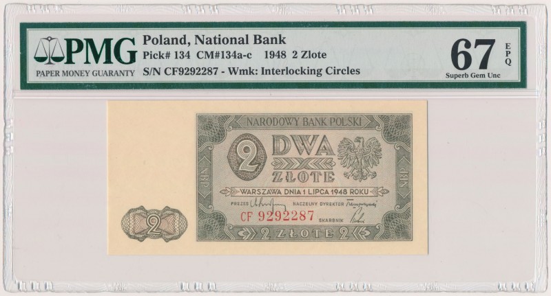 2 złote 1948 - CF
 
Reference: Miłczak 134b
Grade: PMG 67 EPQ 

 POLAND POL...