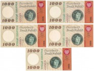 1.000 złotych 1965 - B, I, L, M, N (5szt)
