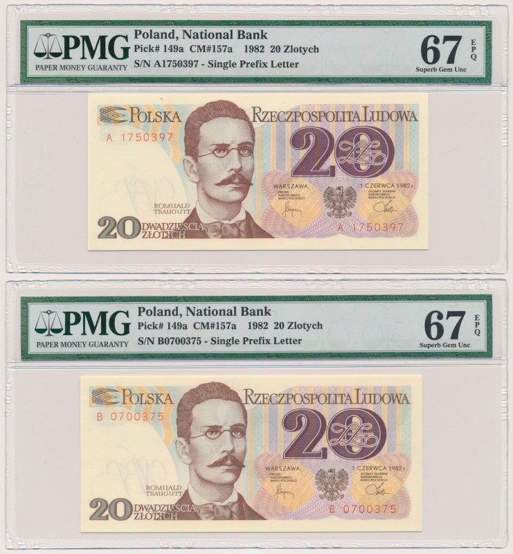 20 złotych 1982 - A i B (2szt)
 
Reference: Miłczak 157a
Grade: PMG 67 EPQ 
...