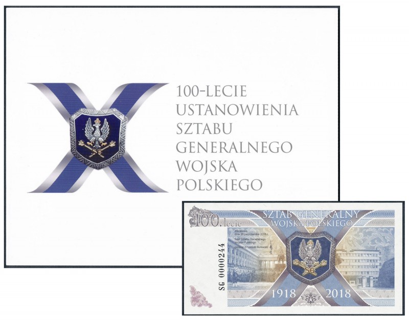 PWPW banknot 100.lecie Sztabu Generalnego Wojska Polskiego + dodatki
 Banknot P...