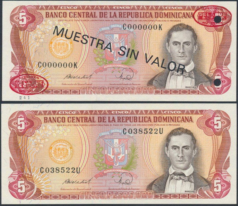 Dominican Republic 5 Pesos Oro 1988 SPECIMEN + circulated (2pcs)
Dominikana, 5 ...