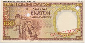 Greece COLOUR TRIAL SPECIMEN 100 Drachmai 1939
