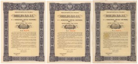 4.5% Poż. Wewnętrzna 1937, Obligacja 1.000 zł - B, C, S (3szt)