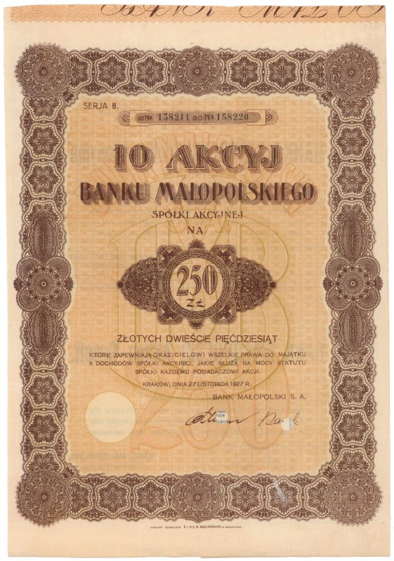 Bank Małopolski, 10x 25 zł 1927
 
Reference: IBAP - nienotowana, Koziorowski 7...