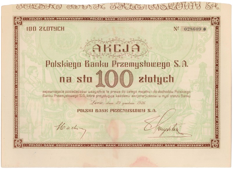 Polski Bank Przemysłowy, 100 zł 1926
 
Reference: IBAP #1084, Koziorowski 112-...