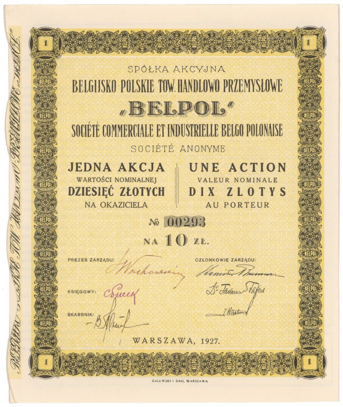 'Belpol', 10 zł 1927
 
Reference: IBAP #1481, Koziorowski 158-14, Niegrzybowsk...