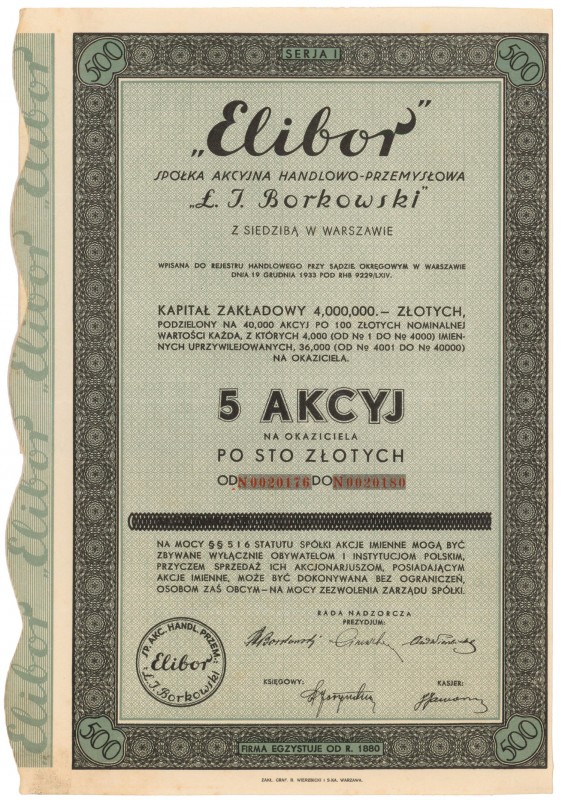 'Elibor', 5x 100 zł
 
Reference: IBAP #1567, Koziorowski 407-11, Niegrzybowski...