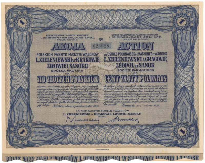 L. Zieleniewski w Krakowie, Lwowie i Sanoku, 100 zł 1926
 
Reference: IBAP #16...