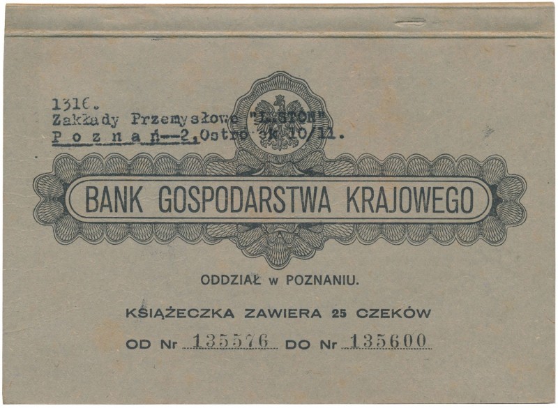 Książeczka Czekowa - Bank Gospodarstwa Krajowego
 Kilka pierwszych czeków wyrwa...