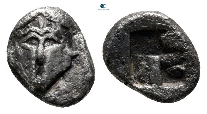 Thrace. Mesembria circa 500 BC. 
Obol AR

8 mm., 0,49 g.

Facing Corinthian...