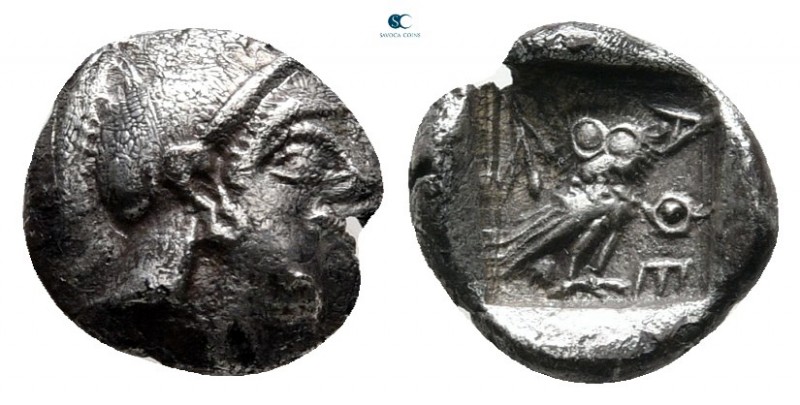 Attica. Athens 500-480 BC. 
Obol AR

9 mm., 0,55 g.

Head of Athena with pr...